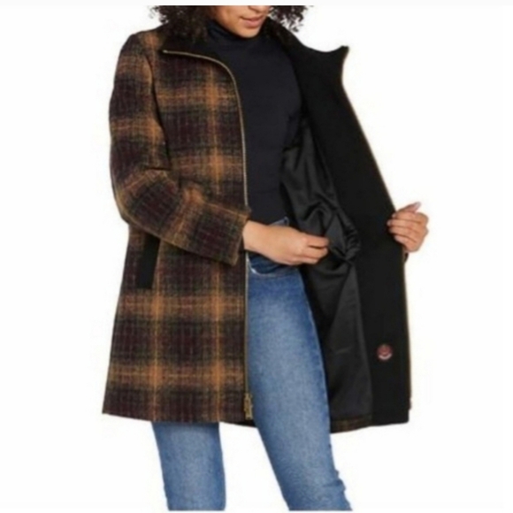 Pendleton Wool Blend Walker Jacket Coat Women Maroon Plaid NWT - Picture 5 of 6